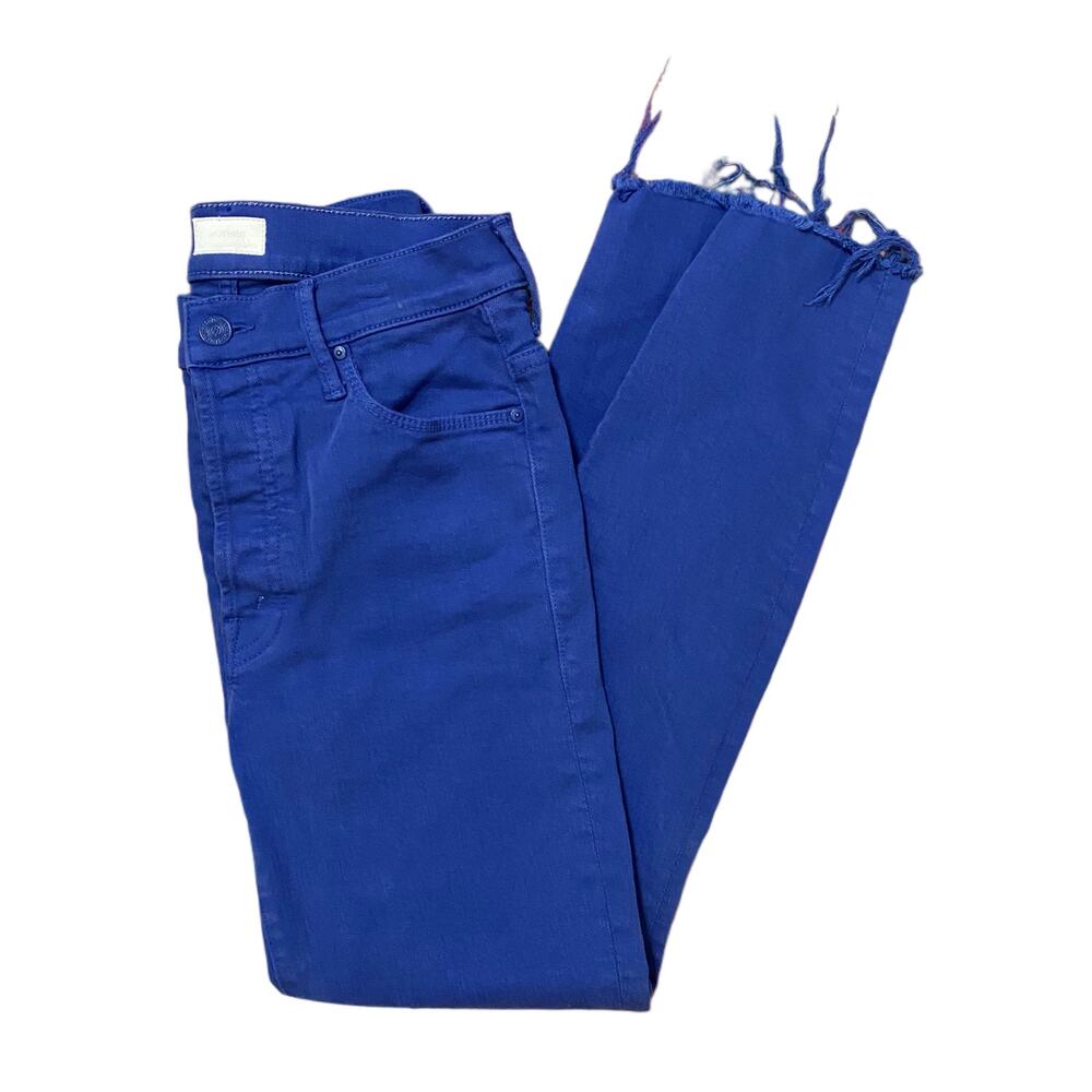 Mother the Stunner Ankle Fray Play Date Jeans, size 26, Mazerine Blue Wash